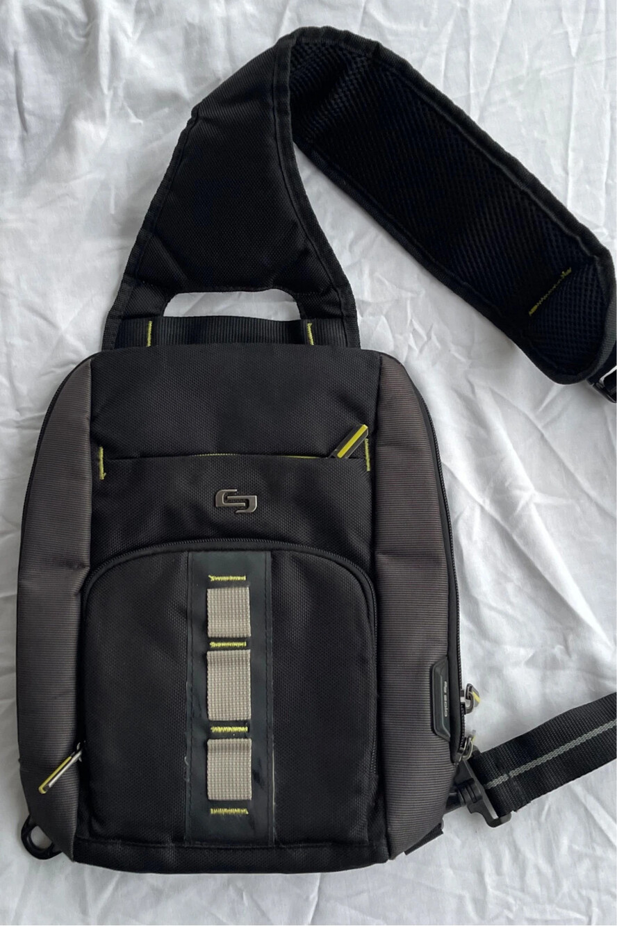 Solo Black Sling Backpack Crossbody Bag, Zip Closure, Adjustable Strap Pockets